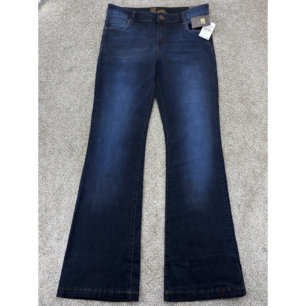 KUT From The Kloth Selena Flare Jeans Women's 12 Long Blue Dark Indigo Wash NWT